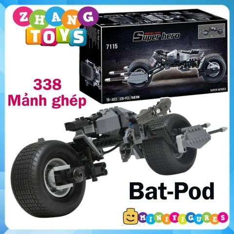 Đồ chơi xếp hình Xe motor Bat pod của người dơi Batman gồm 311 mảnh ghép Minifigures Brick 7115