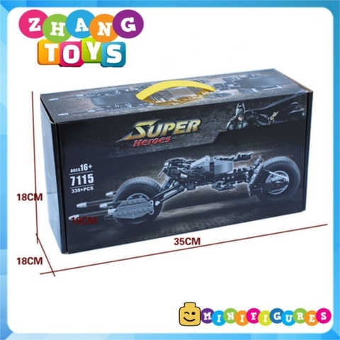Đồ chơi xếp hình Xe motor Bat pod của người dơi Batman gồm 311 mảnh ghép Minifigures Brick 7115