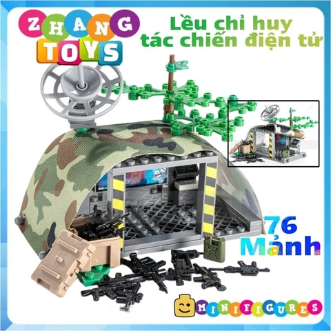 Đồ chơi xếp hình quân đội Bộ lắp ráp lều dã chiến sở chỉ huy tác chiến điện tử J778