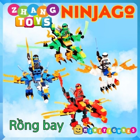 Đồ chơi xếp hình Ninjago nguyên tố Rồng bay Lloyd - Kai - Zane - Jay Minifigures Dragon