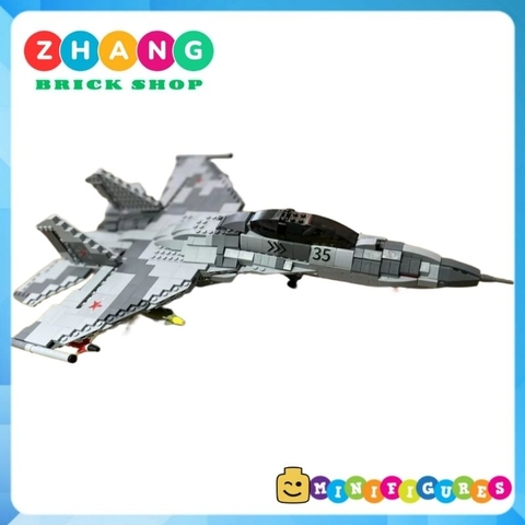Đồ chơi xếp hình máy bay Tiêm kích sukhoi Su 35 super Flanker tàng hình gồm 1189 mảnh ghép và 6 Minifigures Mingdi 9001