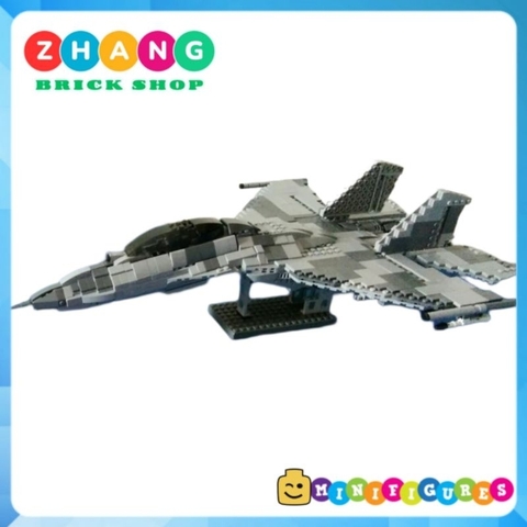 Đồ chơi xếp hình máy bay Tiêm kích sukhoi Su 35 super Flanker tàng hình gồm 1189 mảnh ghép và 6 Minifigures Mingdi 9001