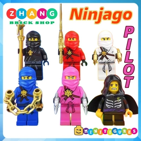 Đồ chơi xếp hình Ninjago Pilot Kai Cole Zane pink Lloyd kid Minifigures