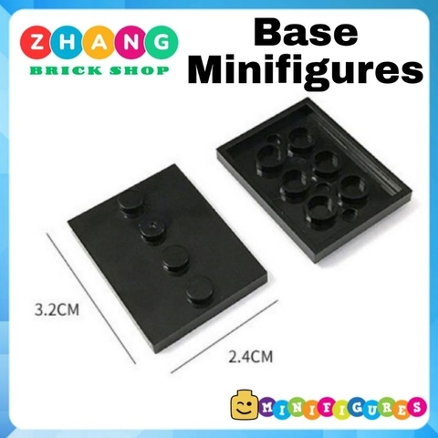Đế base trưng bày đồ chơi xếp hình minifigures 2 x 4 màu đen