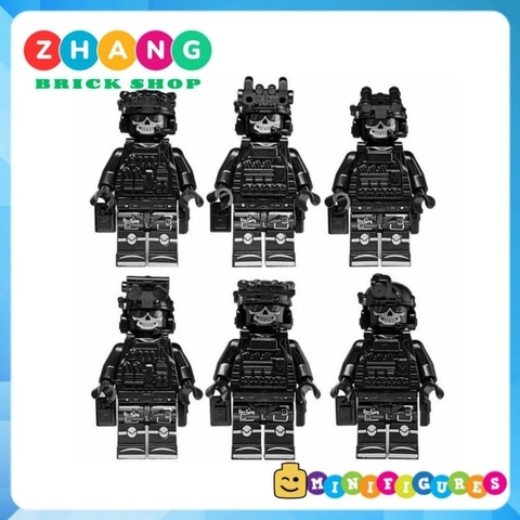 Đồ chơi xếp hình set 6 lính đặc nhiệm SWAT GHOST bóng ma lắp ráp Minifigures đầy đủ phụ kiện