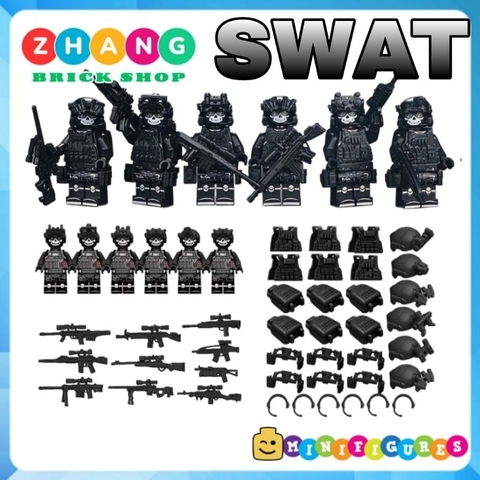Đồ chơi xếp hình set 6 lính đặc nhiệm SWAT GHOST bóng ma lắp ráp Minifigures đầy đủ phụ kiện