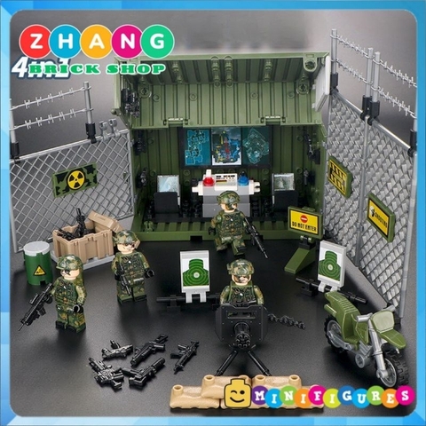 Đồ chơi xếp hình Trại dã chiến tác chiến điện tử quân đội cảnh sát Minifigures J775