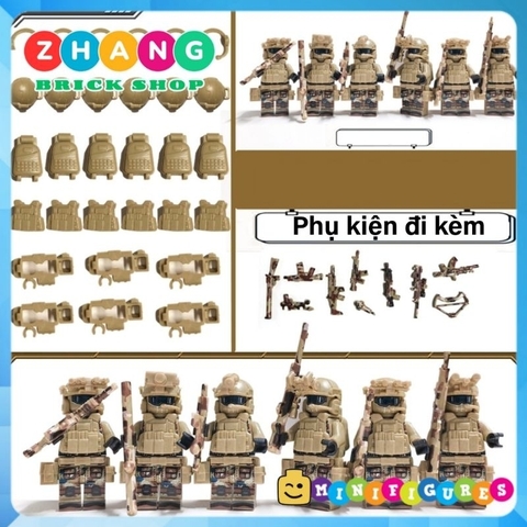 Đồ chơi xếp hình bộ 6 lính thủy quân lục chiến lực lượng đặc nhiệm Minifigures lắp ráp