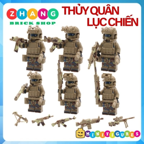 Đồ chơi xếp hình bộ 6 lính thủy quân lục chiến lực lượng đặc nhiệm Minifigures lắp ráp