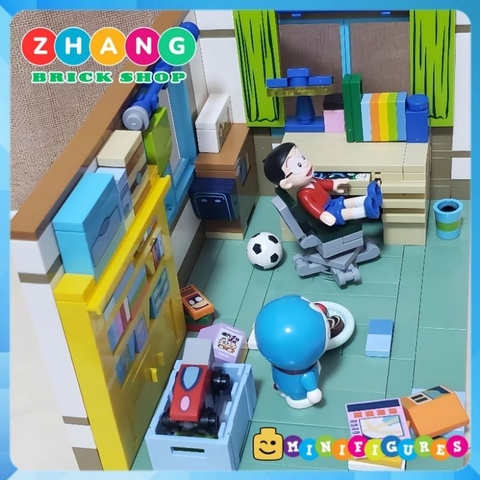 Đồ chơi xếp hình Doraemon phòng ngủ của Nobita và mèo máy Doremon Minifigures Keeppley K20402