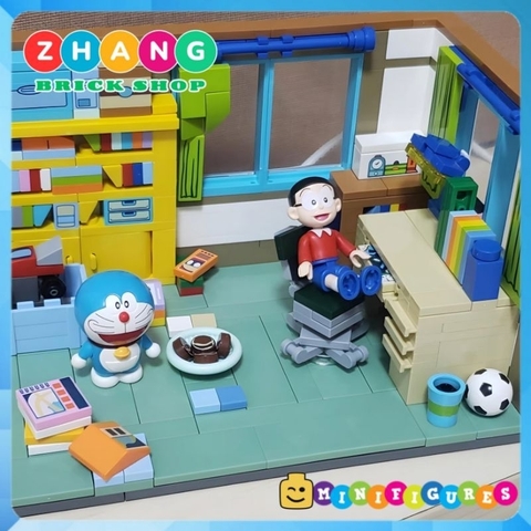 Đồ chơi xếp hình Doraemon phòng ngủ của Nobita và mèo máy Doremon Minifigures Keeppley K20402