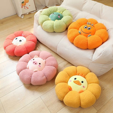 Đệm xù hình trái bí mặt thú 43cm