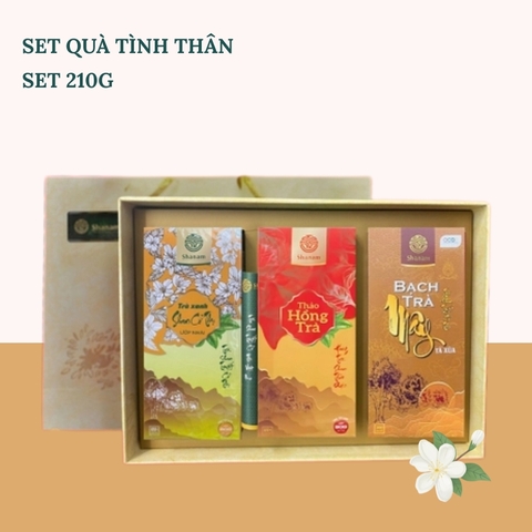 SET QUÀ: TẾT TÌNH THÂN (SET MIX BA: THẢO HỒNG TRÀ TÚI LỌC HỘP 80G +BẠCH TRÀ MÂY 50G+ TRÀ XANH ƯỚP NHÀI TÚI LỌC HỘP 80G)
