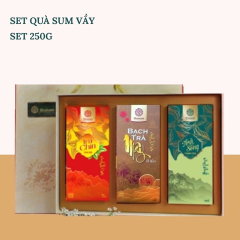 SÉT QUÀ YÊU THƯƠNG (COMBO MIX 3 HỘP: BẠCH TRÀ MÂY 50G + TRÀ SỐNG 100G+ TRÀ CHÍN 100G