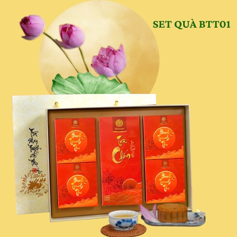 SET TRÀ BÁNH BTT01 ( 1 HỘP TRÀ CHÍN 100G + 4 BÁNH TT 120G )
