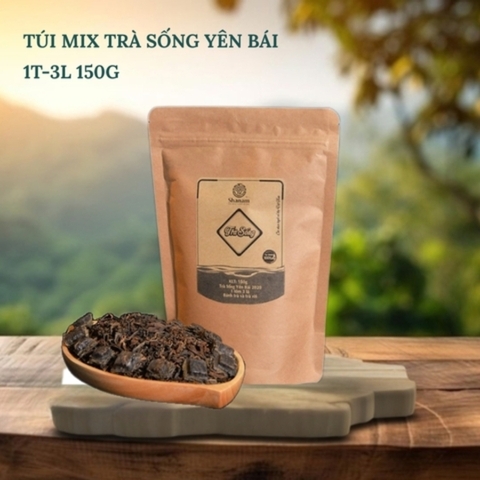 TRÀ VÀNG - TÚI MIX TRÀ SỐNG YÊN BÁI 1 TÔM - 3 LÁ 150G