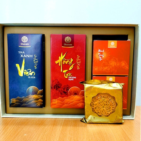 SET TRÀ BÁNH TT0202D ( 1 HỘP TRÀ XANH VIÊN 80G + 1 HỘP HTTH 80G + 2 BÁNH TT 120G )