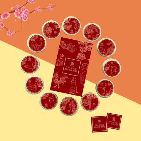 TRÀ VÀNG - BÁNH TRÀ SỐNG YÊN BÁI 1T-3L HỘP 12 CON GIÁP 10G