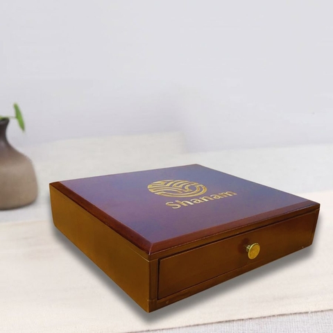 HỘP GỖ SƠN MÀI ĐỰNG BÁNH TRÀ CỔ - 1 NGĂN KÉO