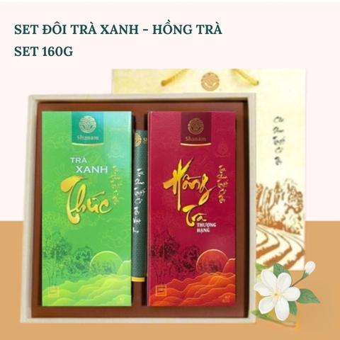 TRÀ XANH THỨC - HỒNG TRÀ THƯỢNG HẠNG SET ĐÔI 160G
