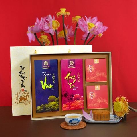 SET TRÀ BÁNH TT0202D ( 1 HỘP TRÀ XANH VIÊN 80G + 1 HỘP HTTH 80G + 2 BÁNH TT 120G )