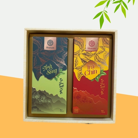 SÉT QUÀ: NGUỒN CỘI ( HỘP TRÀ SỐNG 100G + HỘP TRÀ CHÍN 100G)