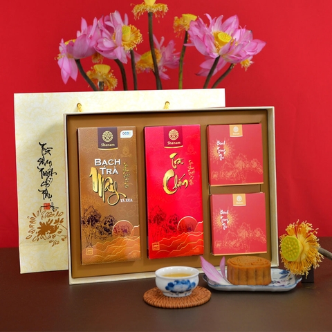 SET TRÀ BÁNH TT0202C ( 1 HỘP BTM 50G + 1 HỘP TRÀ CHÍN 100G + 2 BÁNH TT 120G )