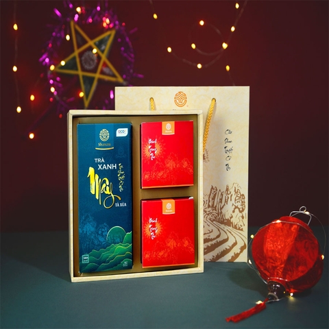 SET TRÀ BÁNH TT0102B ( 1 HỘP TRÀ XANH MÂY 80G + 2 BÁNH TT 120G )