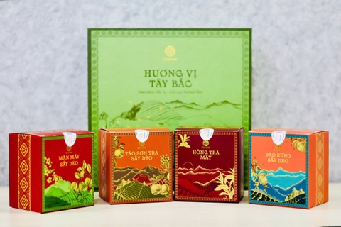 SET QUÀ HƯƠNG VỊ TÂY BẮC ( 1 HŨ TÁO + 1 HŨ ĐÀO + 1 HŨ MẬN + 1 HỘP HTM 30G)