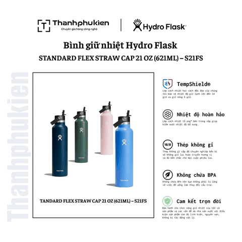 Bình nước giữ lạnh Hydro Flask Standard Flex Straw Cap 21 oz (621ml) – S21FS.