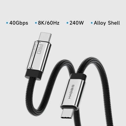 Cáp siêu mềm USB-C to USB-C 8k@60hz 240W Hagibis UC4X Pro