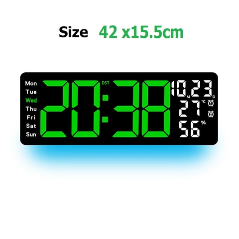 Đồng hồ LED màn hình lớn 17.3inch (42x15.5cm) Nhiệt độ, Độ ẩm- L13