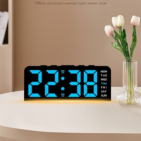 Đồng hồ LED để bàn decor kiêm đèn ngủ, báo thức đa năng L15