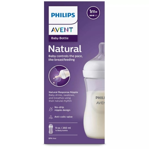 (Phiên bản 2021) Bình sữa Avent Natural núm ti mềm dung tích 125ml/260ml/330ml