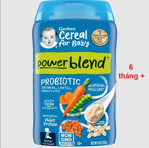 Bột ăn dặm Gerber Yến mạch bổ sung Probiotic, Sắt cho bé trên 8 tháng tuổi