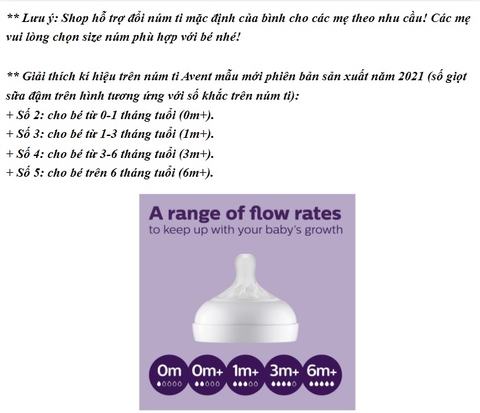 (Phiên bản 2021) Bình sữa Avent Natural núm ti mềm dung tích 125ml/260ml/330ml
