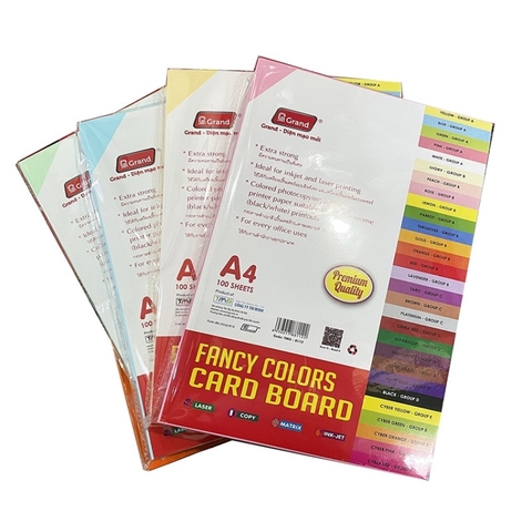 Bia màu A4 xanh biển, xanh lá, hồng, vàng, trắng 160gsm