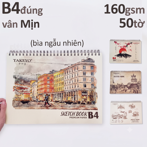 Sổ Vẽ Chì B4 Takeyo Sketchbook Lò Xo 160gsm 50 Tờ