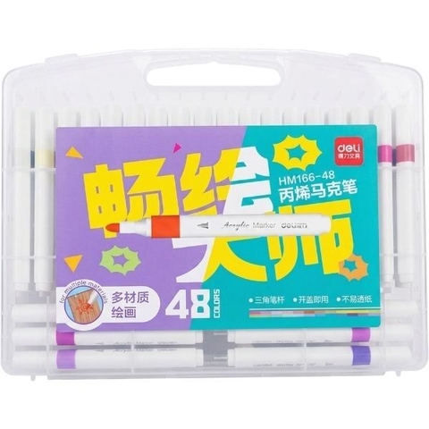 Bút sơn Acrylic Marker 48 màu Deli HM166-48