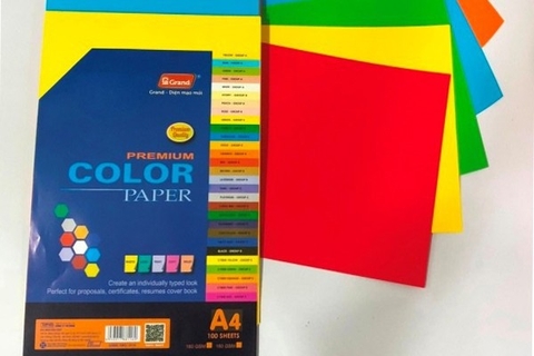 GIẤY BÌA A4 MÀU ĐẶC BIỆT PGRAND 160GSM TRỘN 5 MÀU