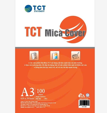 Bìa bóng kính (mica) A3 loại trung