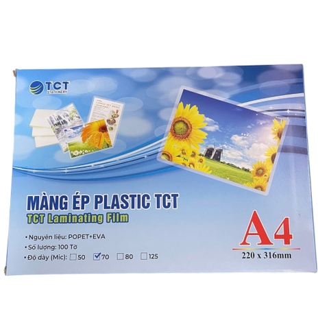 Giấy Ép Plastic Khổ A4 Dày 70 MIC TCT A4-70 - KT:220x316mm