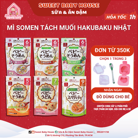 Mì Somen tách muối Hakubaku Nhật cho bé ăn dặm 5 tháng 7 tháng 9 tháng - Sweet Baby House