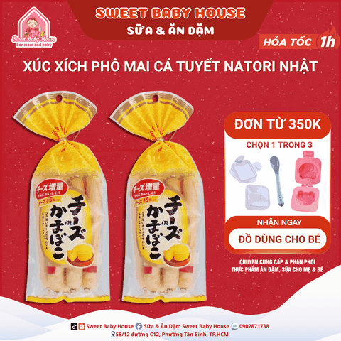 Xúc xích phô mai cá tuyết Natori Nhật Bản cho bé từ 1 tuổi - Sweet Baby House