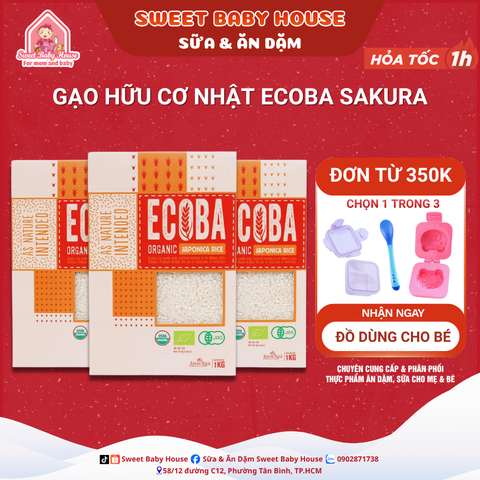 Gạo hữu cơ Nhật Ecoba Sakura 1kg cho bé - Sweet Baby House