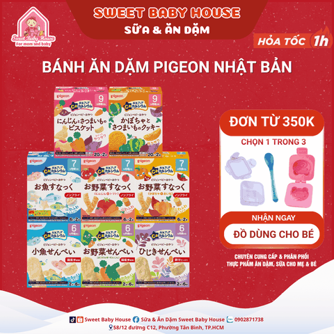 Sản phẩm hot Bánh ăn dặm Pigeon Nhật Bản cho bé từ 6 tháng - Sweet Baby House