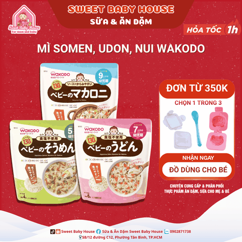 Mì somen, udon, nui Wakodo ăn dặm cho bé 5 tháng 7 tháng 9 tháng - Sweet Baby House