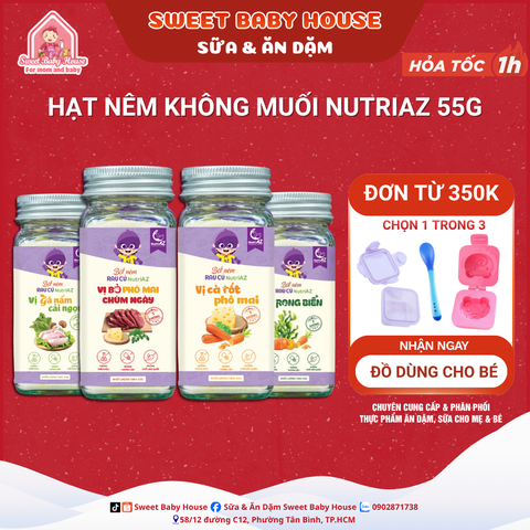 Hạt nêm ăn dặm không muối NutriAZ 55g - Gia vị ăn dặm rau củ an toàn cho bé từ 6 tháng - Sweet Baby House