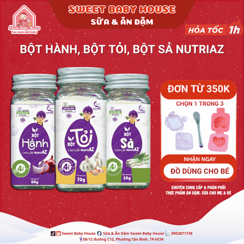 Bột hành, bột tỏi, bột sả NutriAZ - Gia vị an toàn cho bé ăn dặm từ 6 tháng - Sweet Baby House