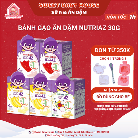 Bánh gạo ăn dặm cao cấp NutriAZ vị trái cây, rau củ 30g cho bé từ 6 tháng - Sweet Baby House